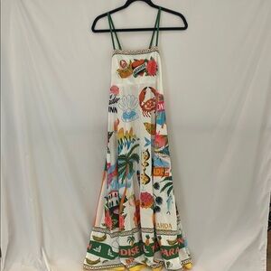 White and Red Maxi Sundress with Spaghetti Straps